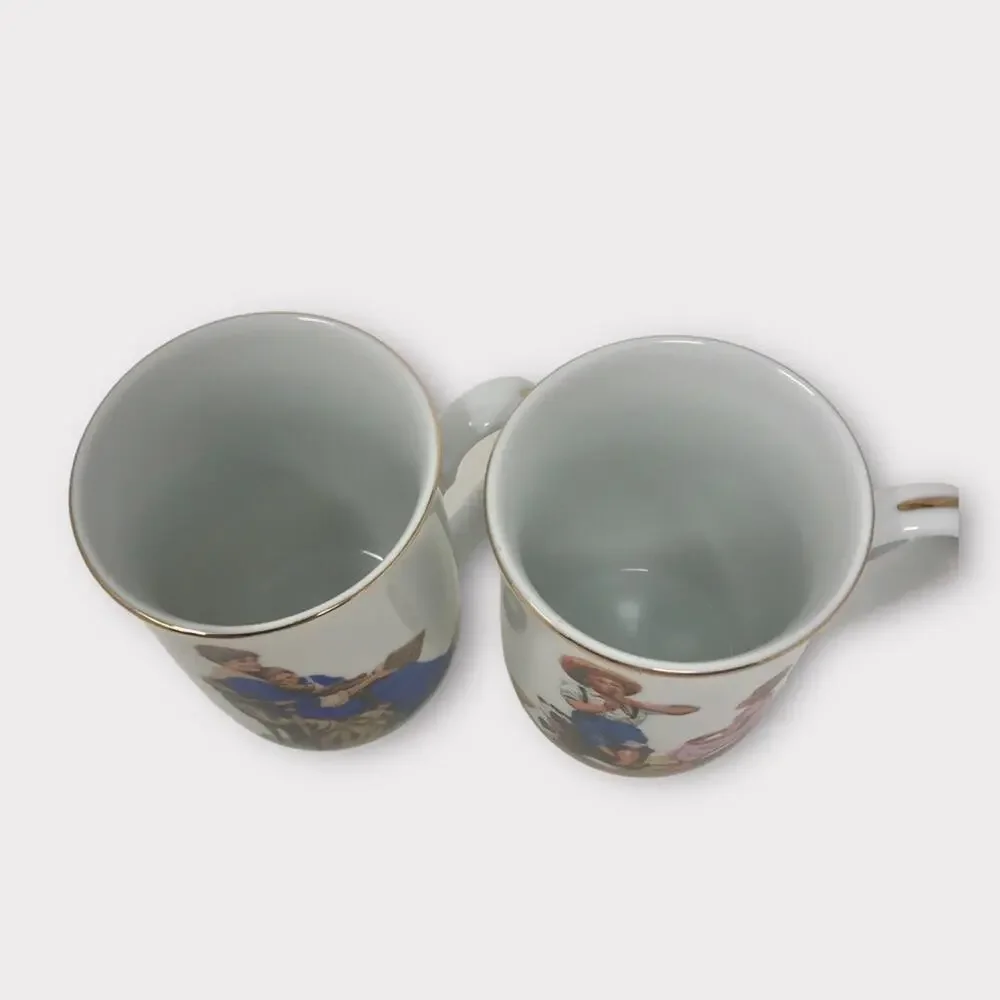 Norman Rockwell 2 Porcelain Mugs 